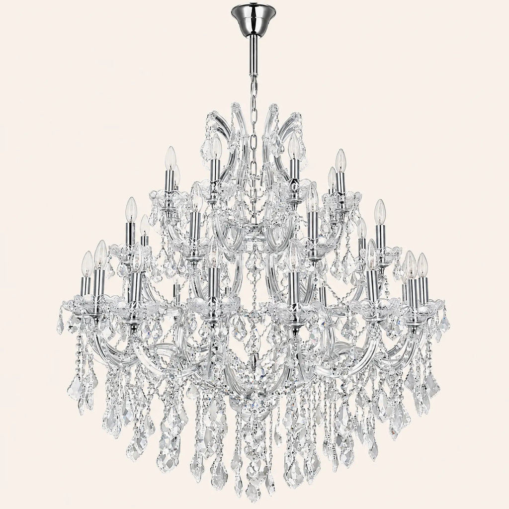 Maria Theresa 33 Light 42in Chrome Up Chandelier with Crystals