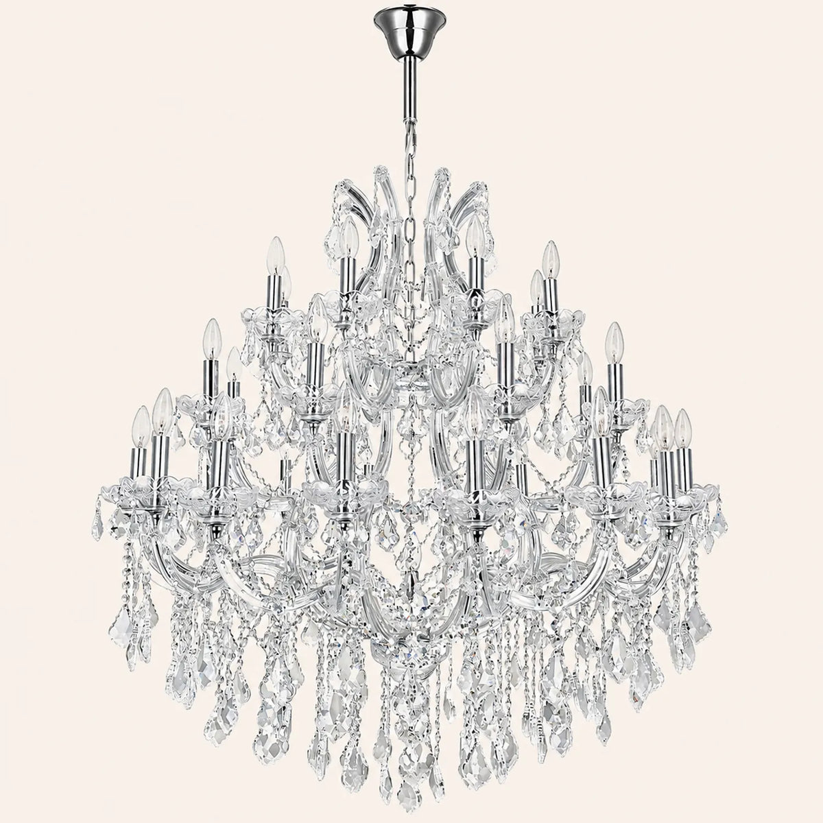 Maria Theresa 33 Light 42in Chrome Up Chandelier with Crystals