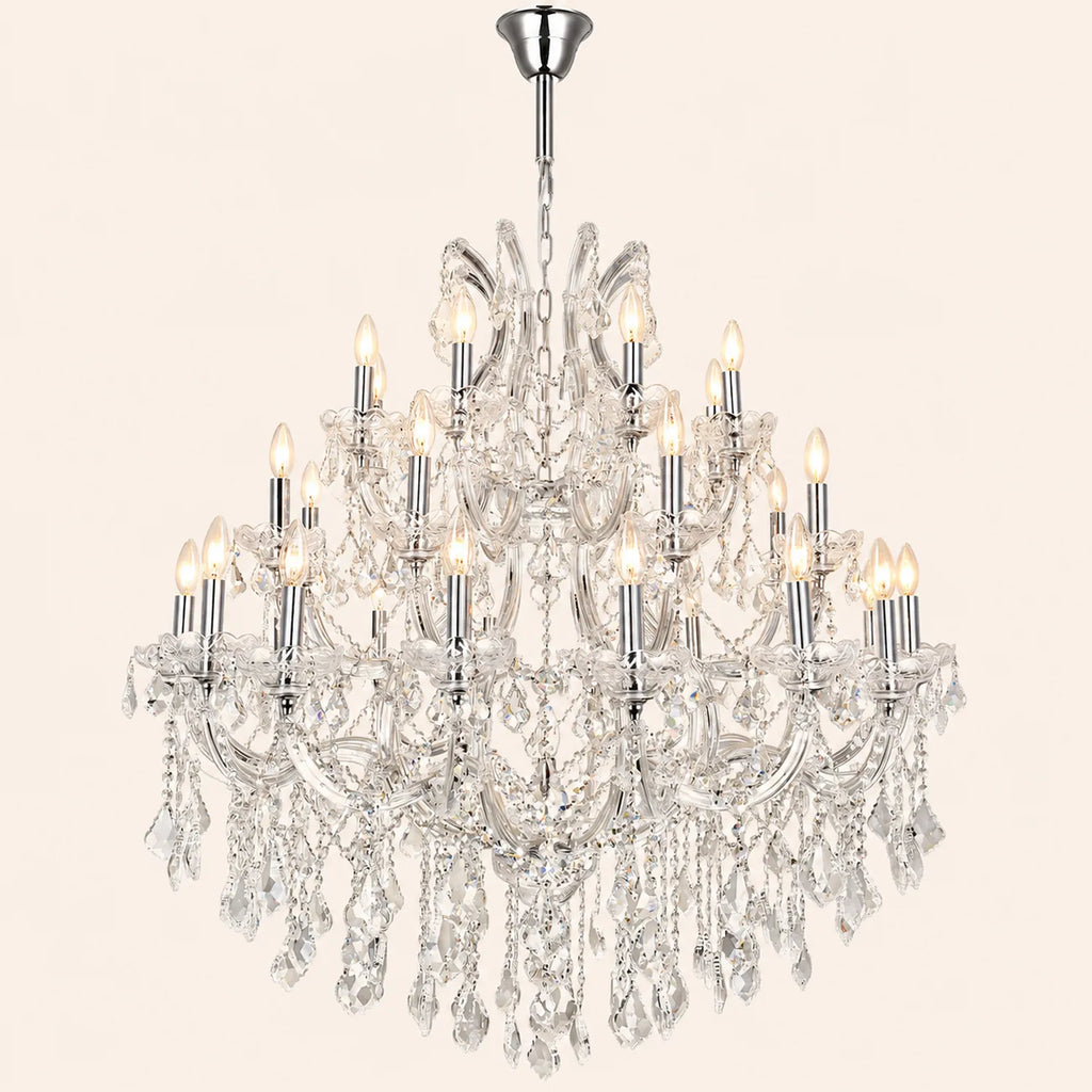 Maria Theresa 33 Light 42in Chrome Up Chandelier with Crystals