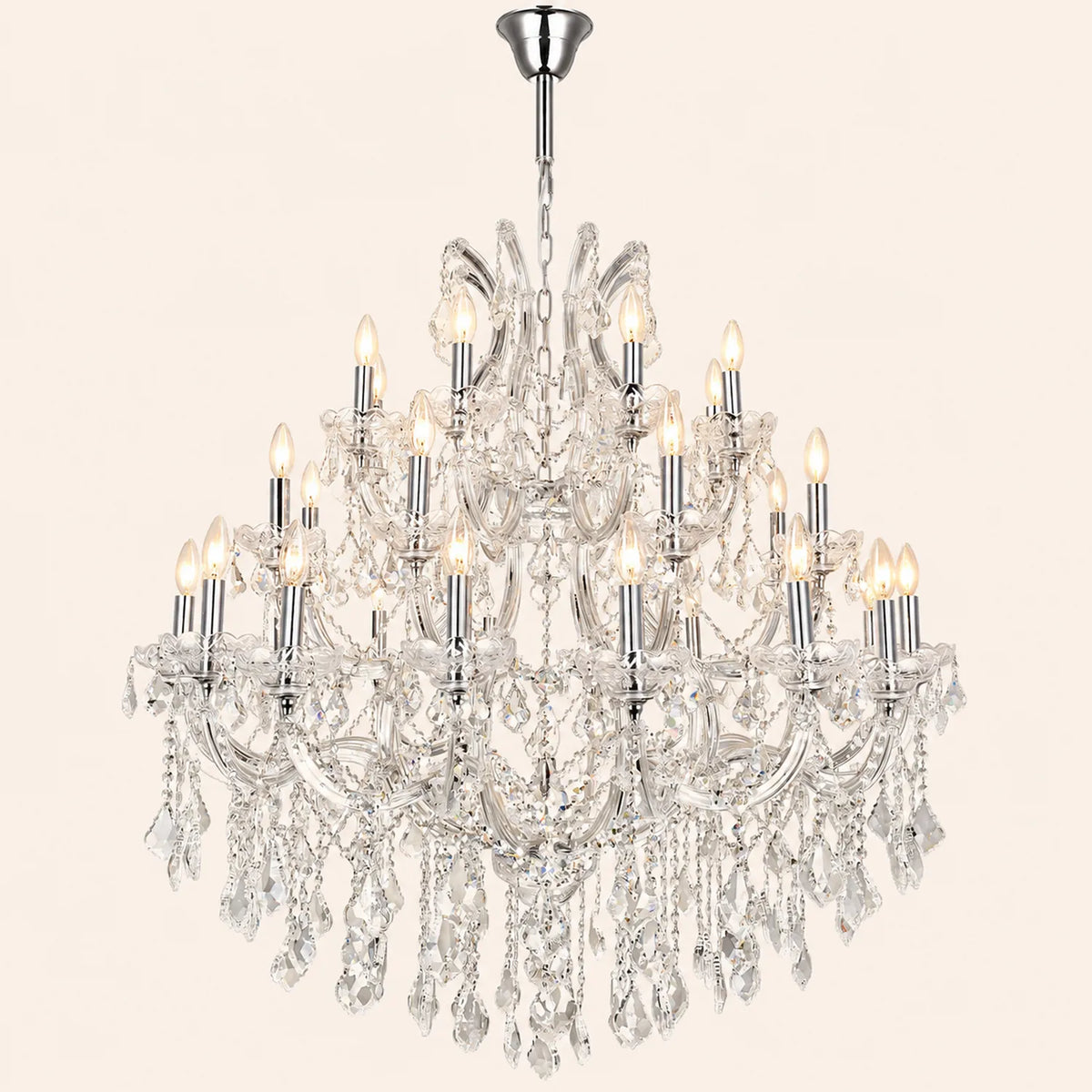 Maria Theresa 33 Light 42in Chrome Up Chandelier with Crystals