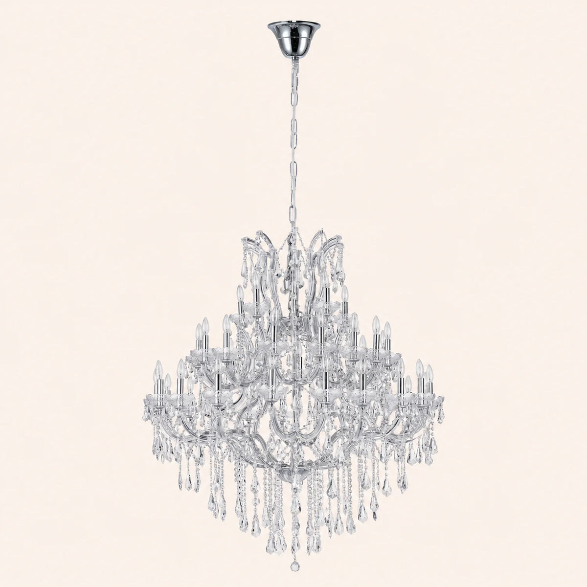 Maria Theresa 41 Light 50in Chrome Up Chandelier with Crystals