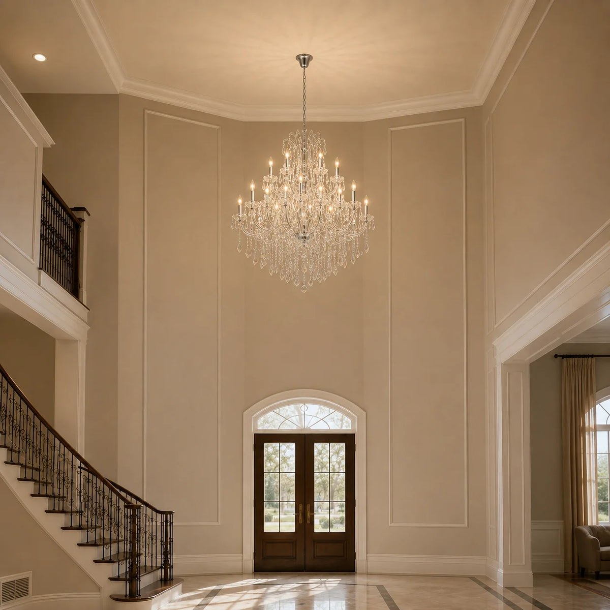 Maria Theresa 49 Light 60in Chrome Up Chandelier with Crystals