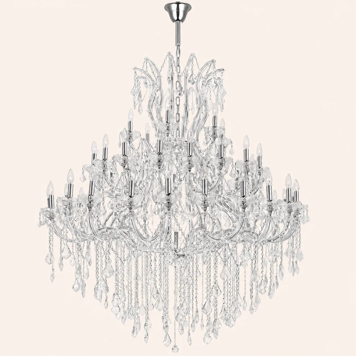 Maria Theresa 49 Light 60in Chrome Up Chandelier with Crystals
