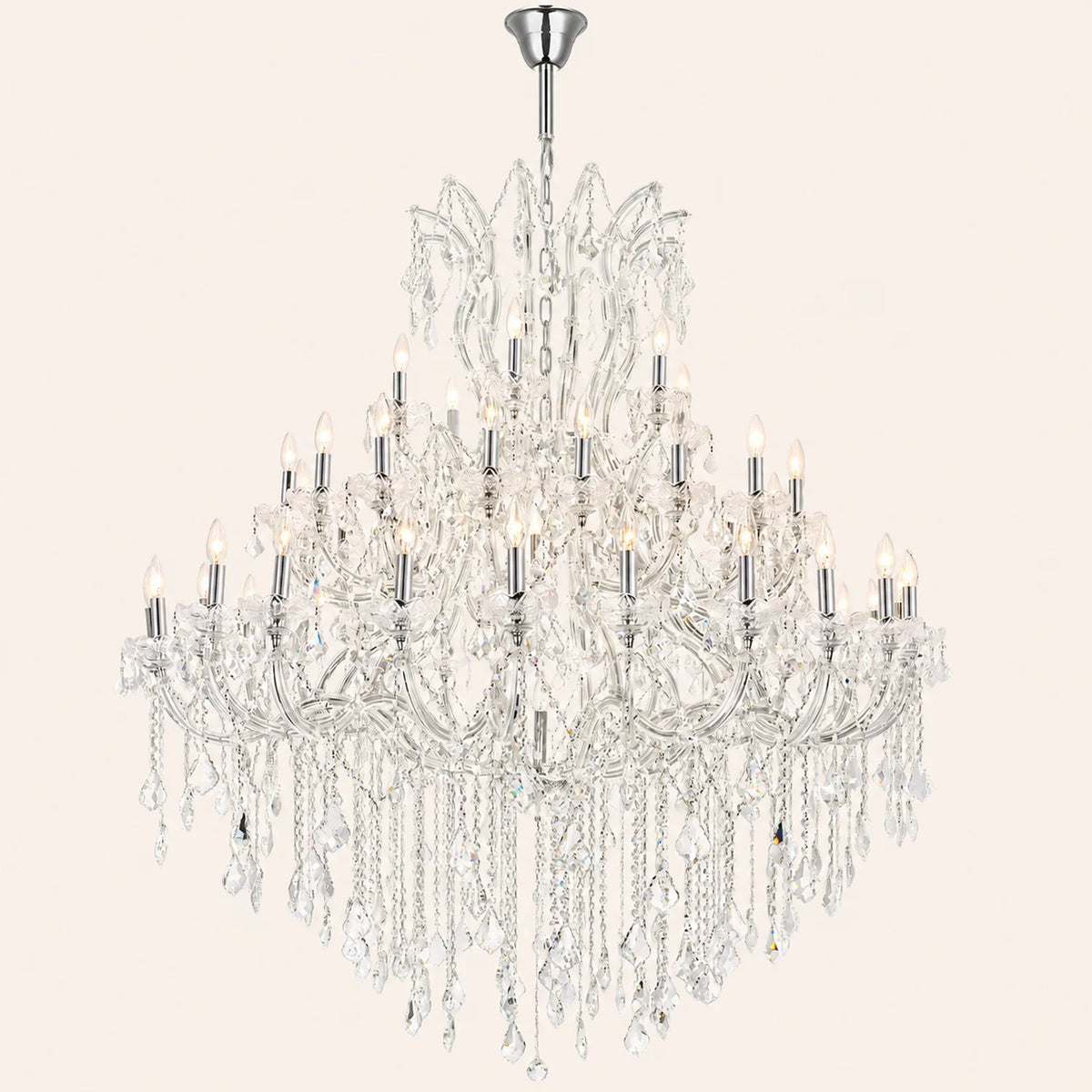 Maria Theresa 49 Light 60in Chrome Up Chandelier with Crystals