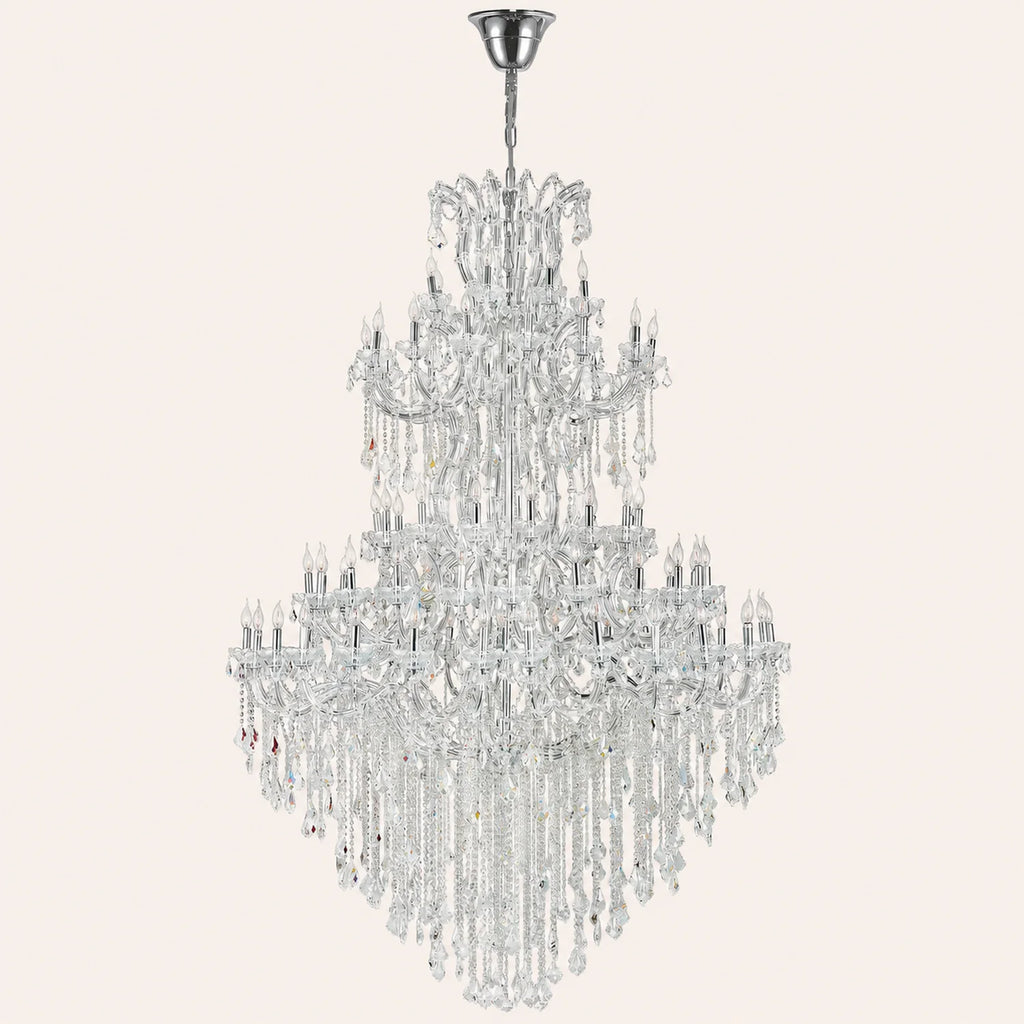 Maria Theresa 84 Light 70in Chrome Up Chandelier with Crystals