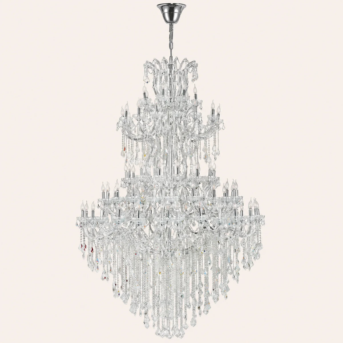 Maria Theresa 84 Light 70in Chrome Up Chandelier with Crystals