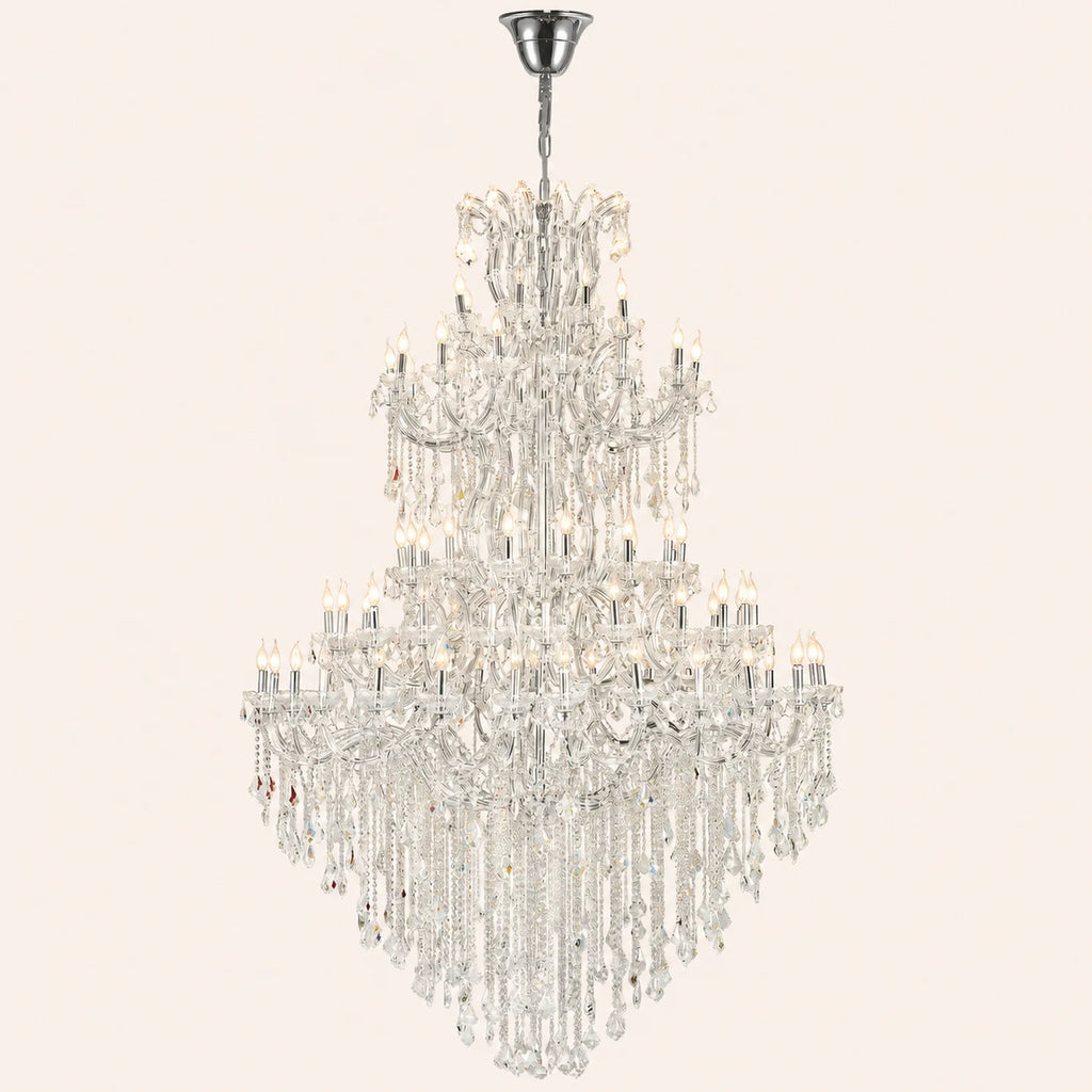 Maria Theresa 84 Light 70in Chrome Up Chandelier with Crystals