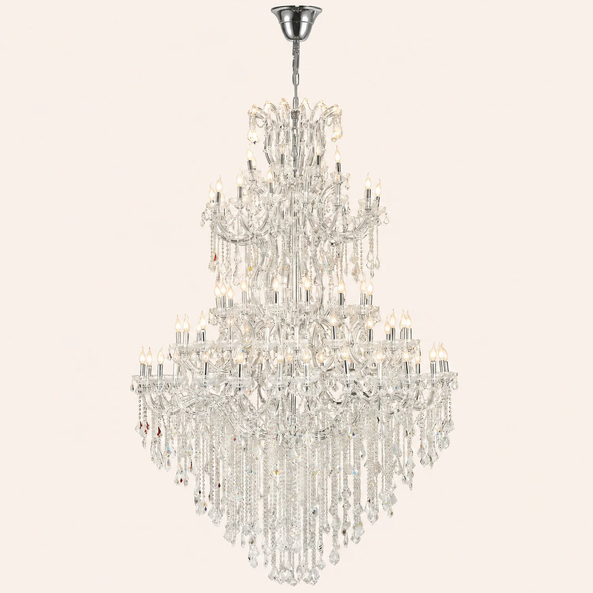 Maria Theresa 84 Light 70in Chrome Up Chandelier with Crystals