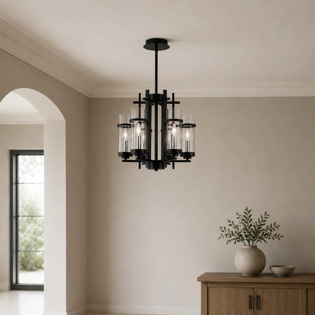 Sierra 6 Light 18in Black Chandelier