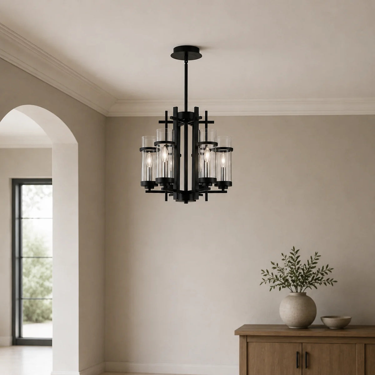 Sierra 6 Light 18in Black Chandelier