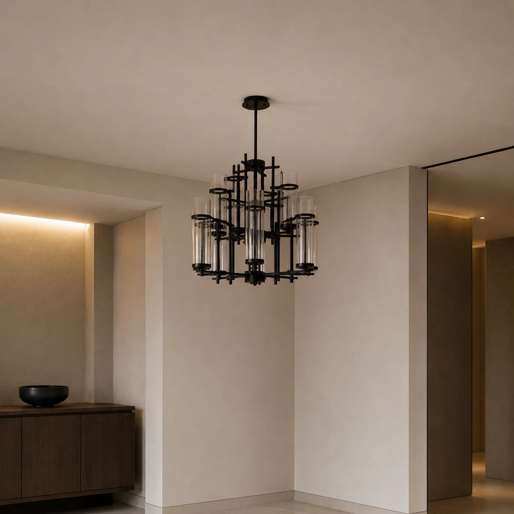 Sierra 12 Light 38in Black Chandelier