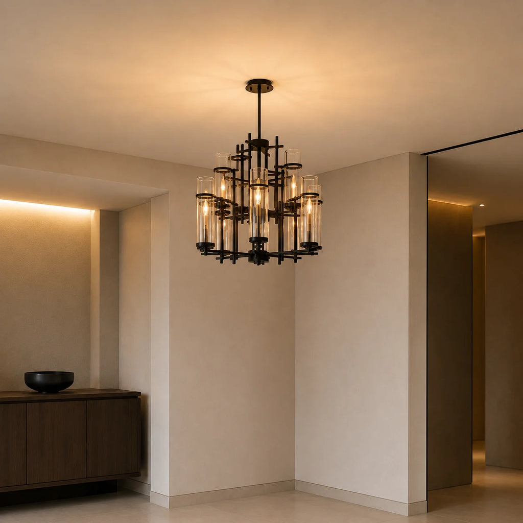 Sierra 12 Light 38in Black Chandelier