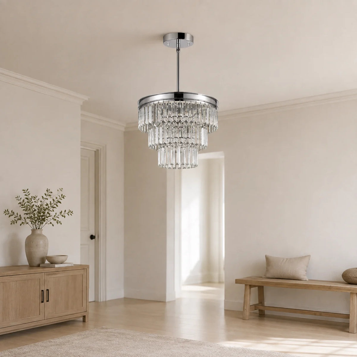 Weiss 5 Light 18in Chrome Down Chandelier