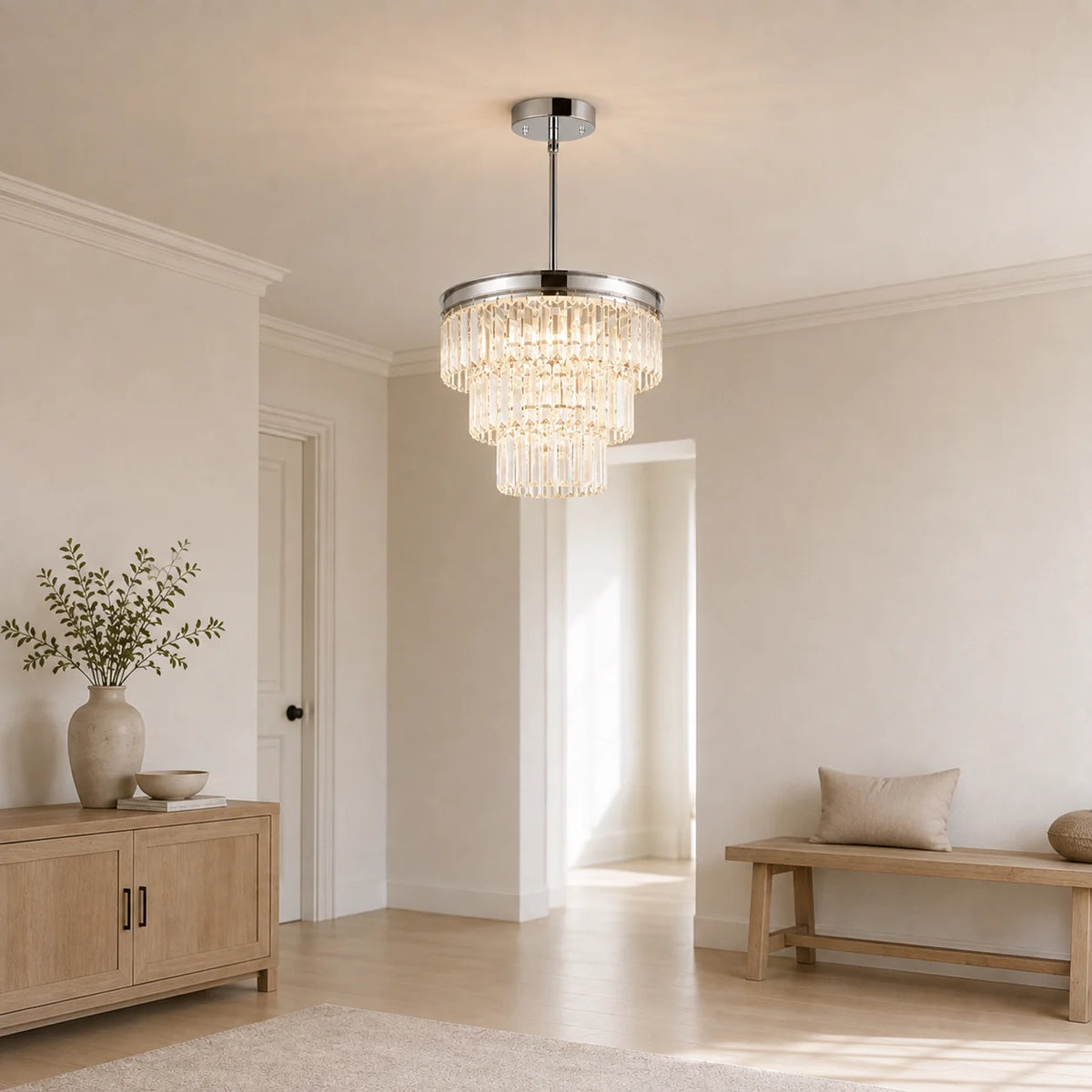 Weiss 5 Light 18in Chrome Down Chandelier