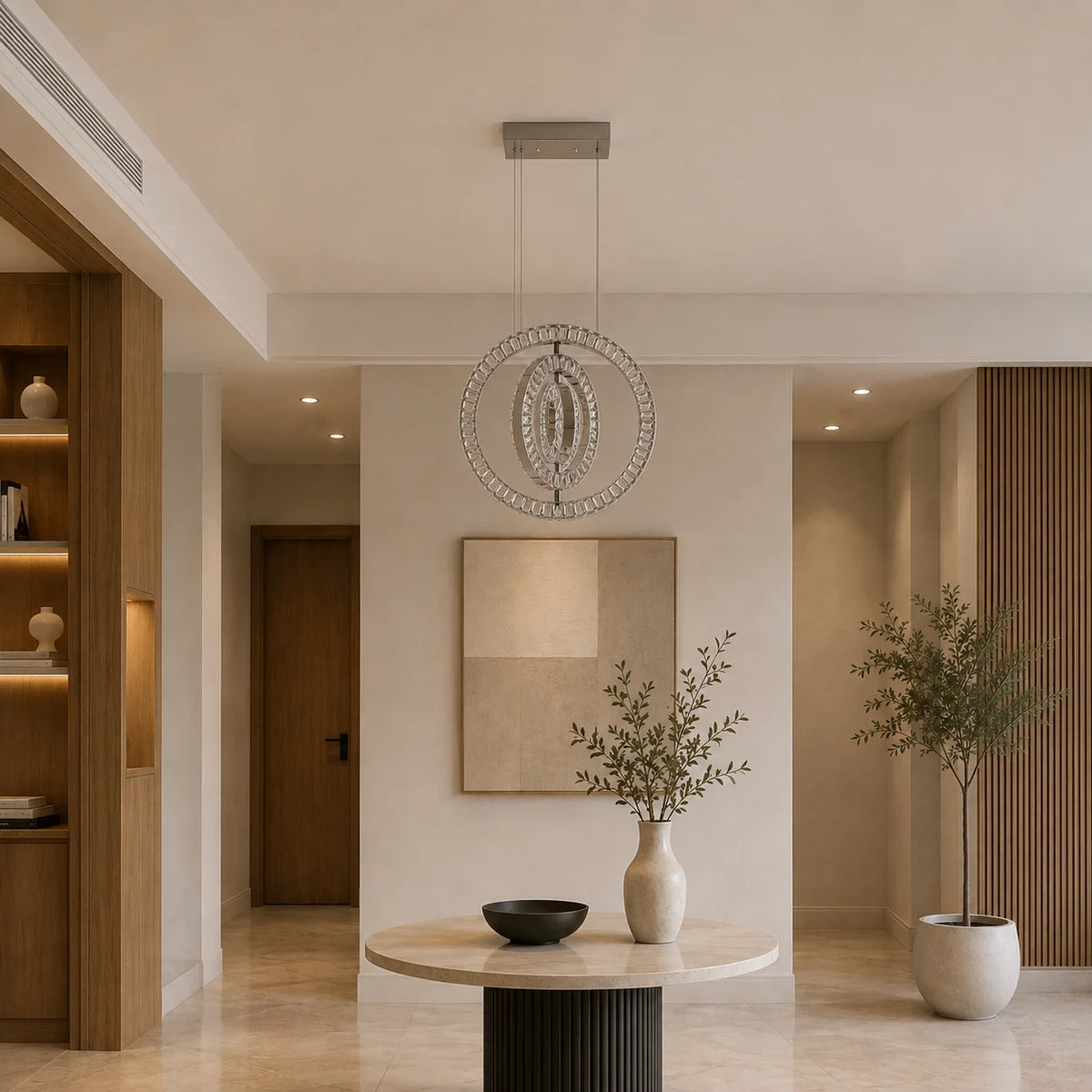 Celina Integrated LED 20in 3 Ring Chrome Chandelier