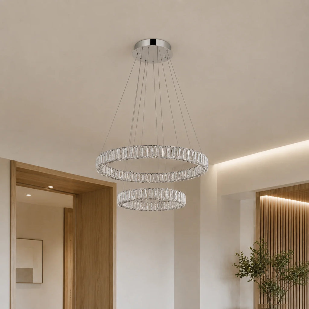 Madeline Integrated LED 2 Ring 32in Chrome Chandelier