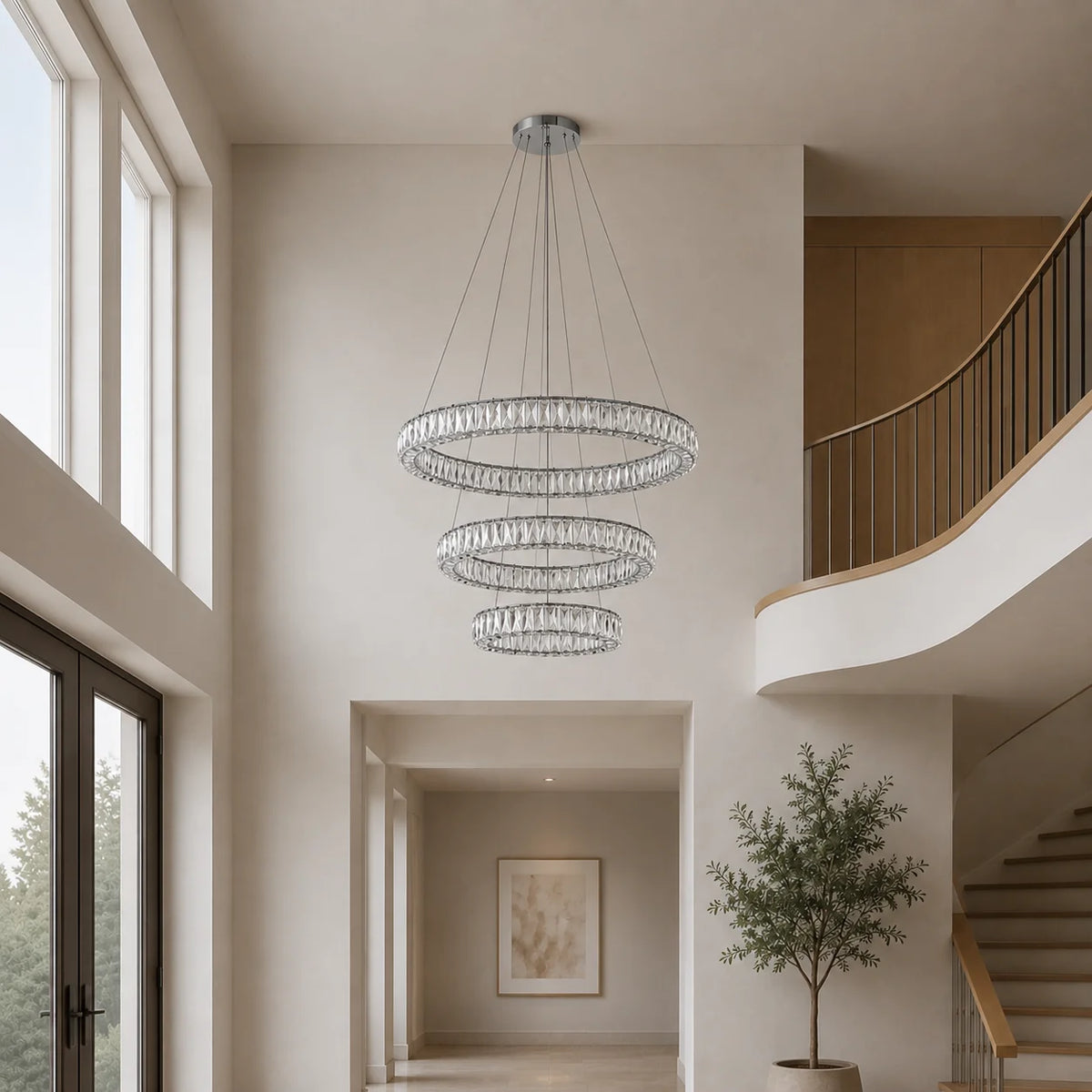 Madeline Integrated LED 3 Ring 32in Chrome Chandelier