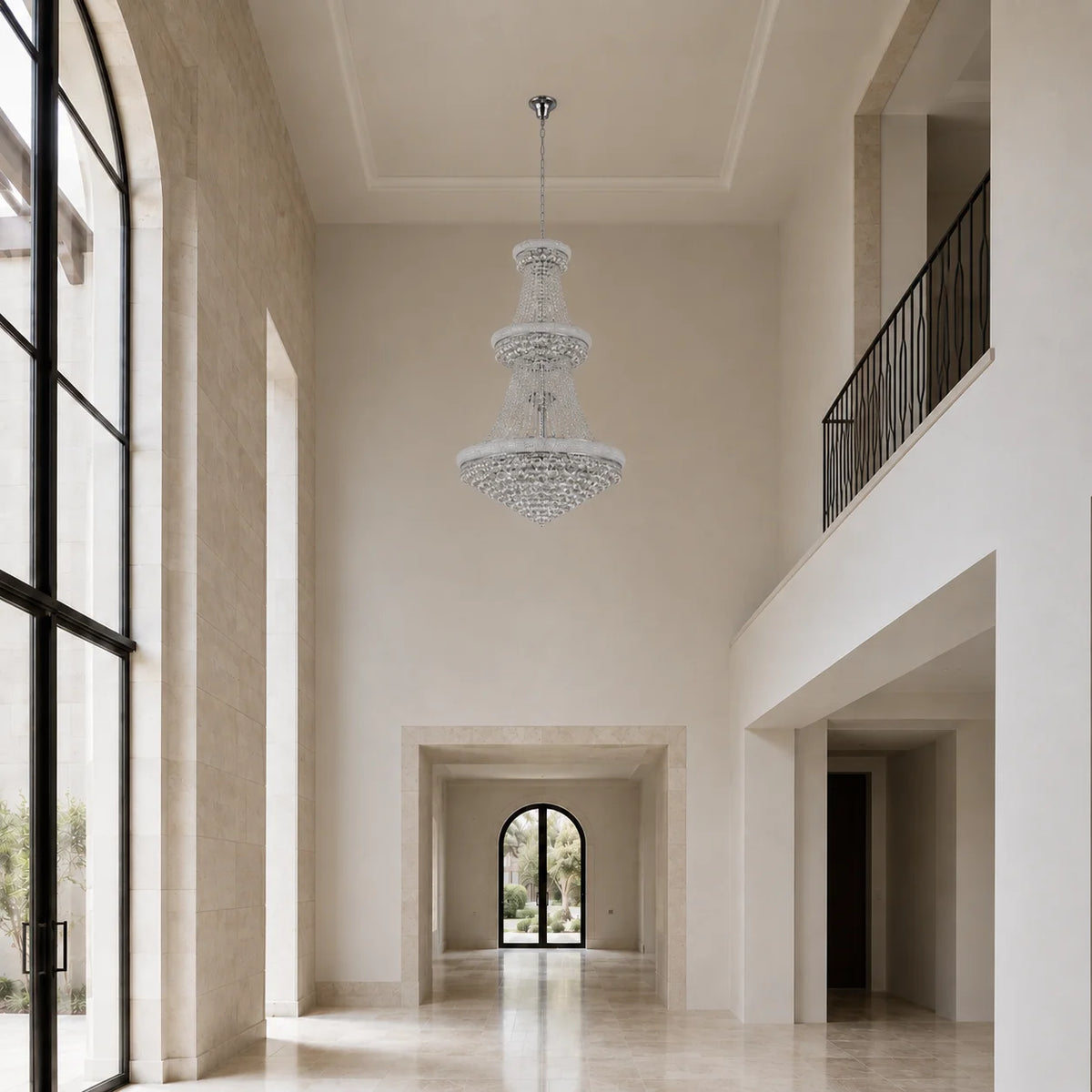 Empire 38 Light 42in Chrome Down Chandelier with Crystals