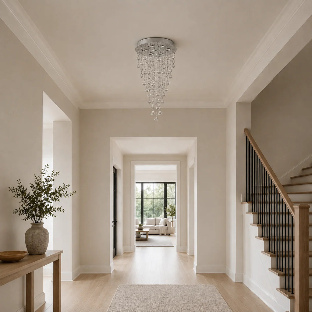 Rain Drop 9 Light 24in Chrome Chandelier