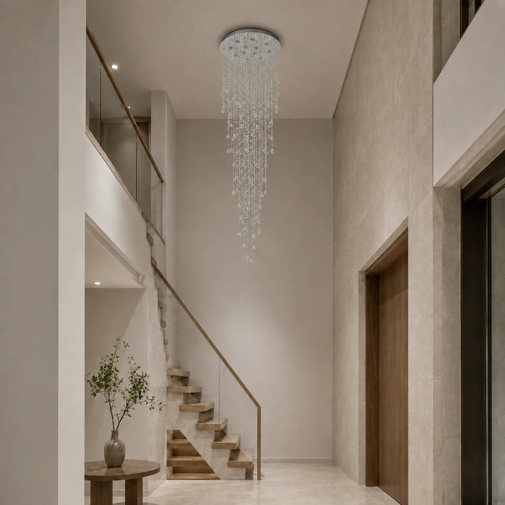 Rain Drop 12 Light 32in Chrome Chandelier