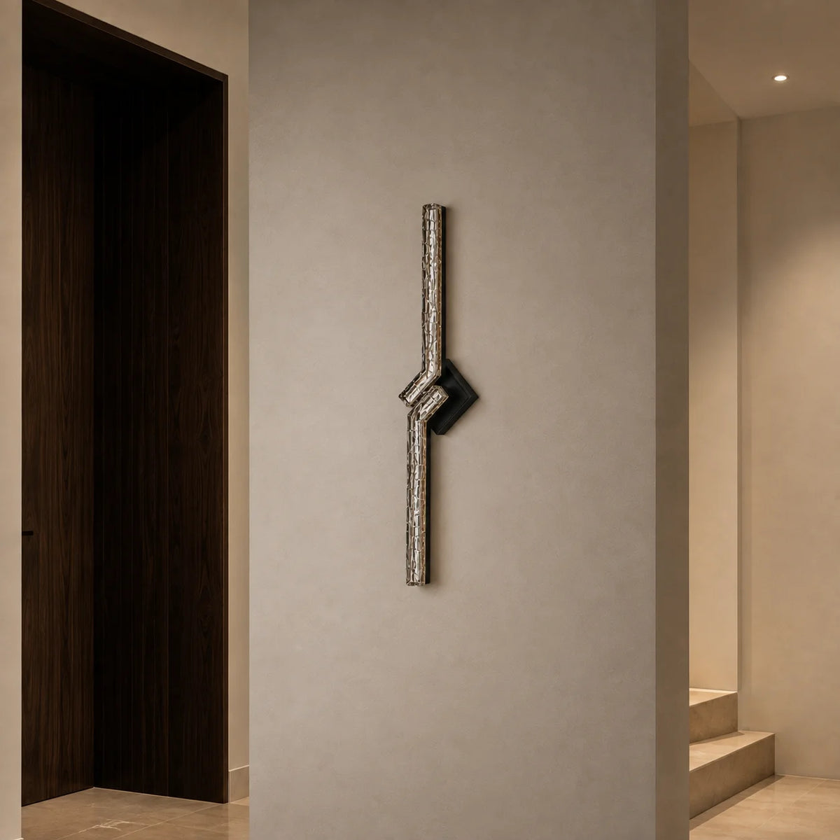 Contour Integrated LED 33in Sand Black Indoor-Outdoor Wall Light with Handcrafted Glass