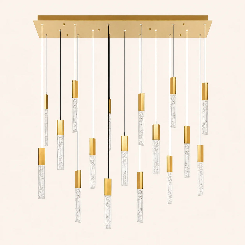 Greta Integrated LED 48in Brass Chandelier with Handcrafted Glass