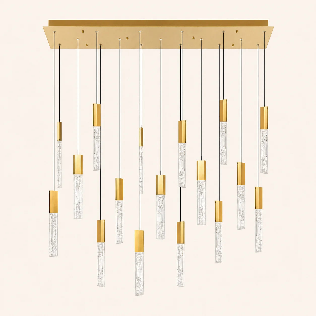 Greta Integrated LED 48in Brass Chandelier with Handcrafted Glass