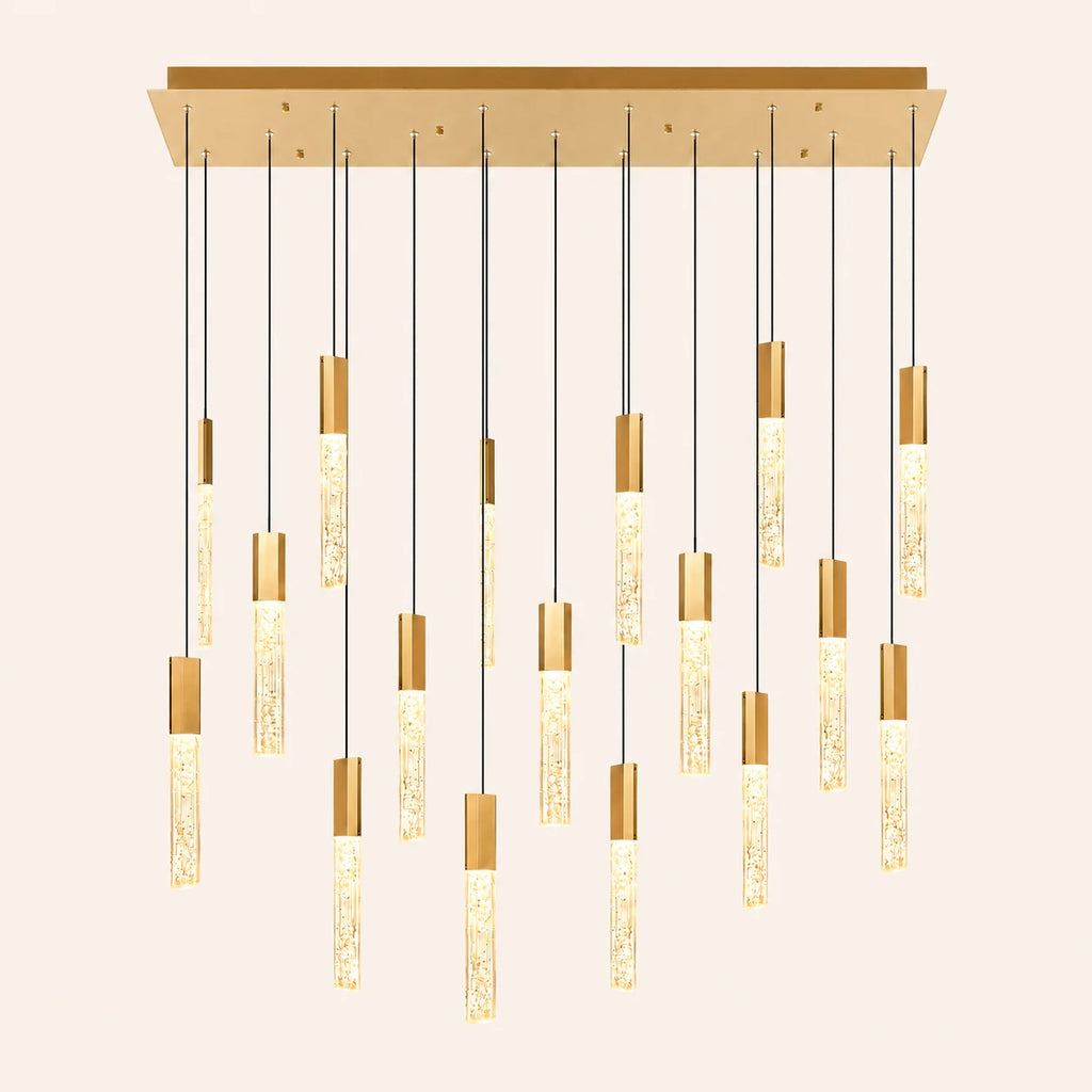 Greta Integrated LED 48in Brass Chandelier with Handcrafted Glass