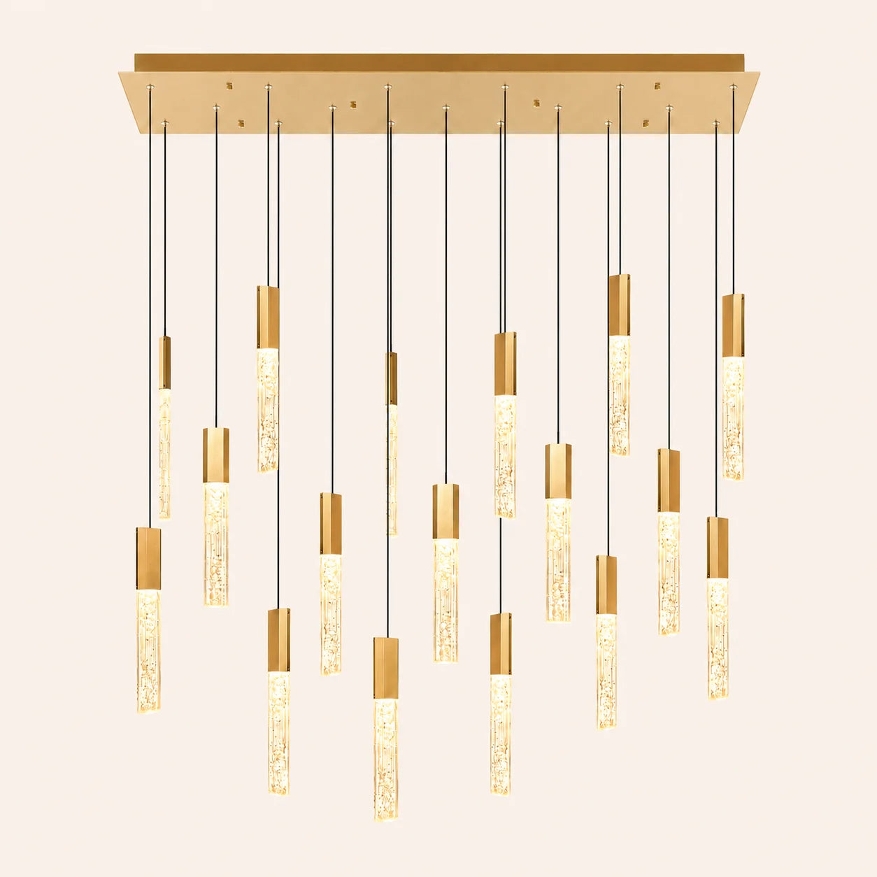 Greta Integrated LED 48in Brass Chandelier with Handcrafted Glass