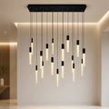 Greta Integrated LED 48in Black Chandelier with Handcrafted Glass