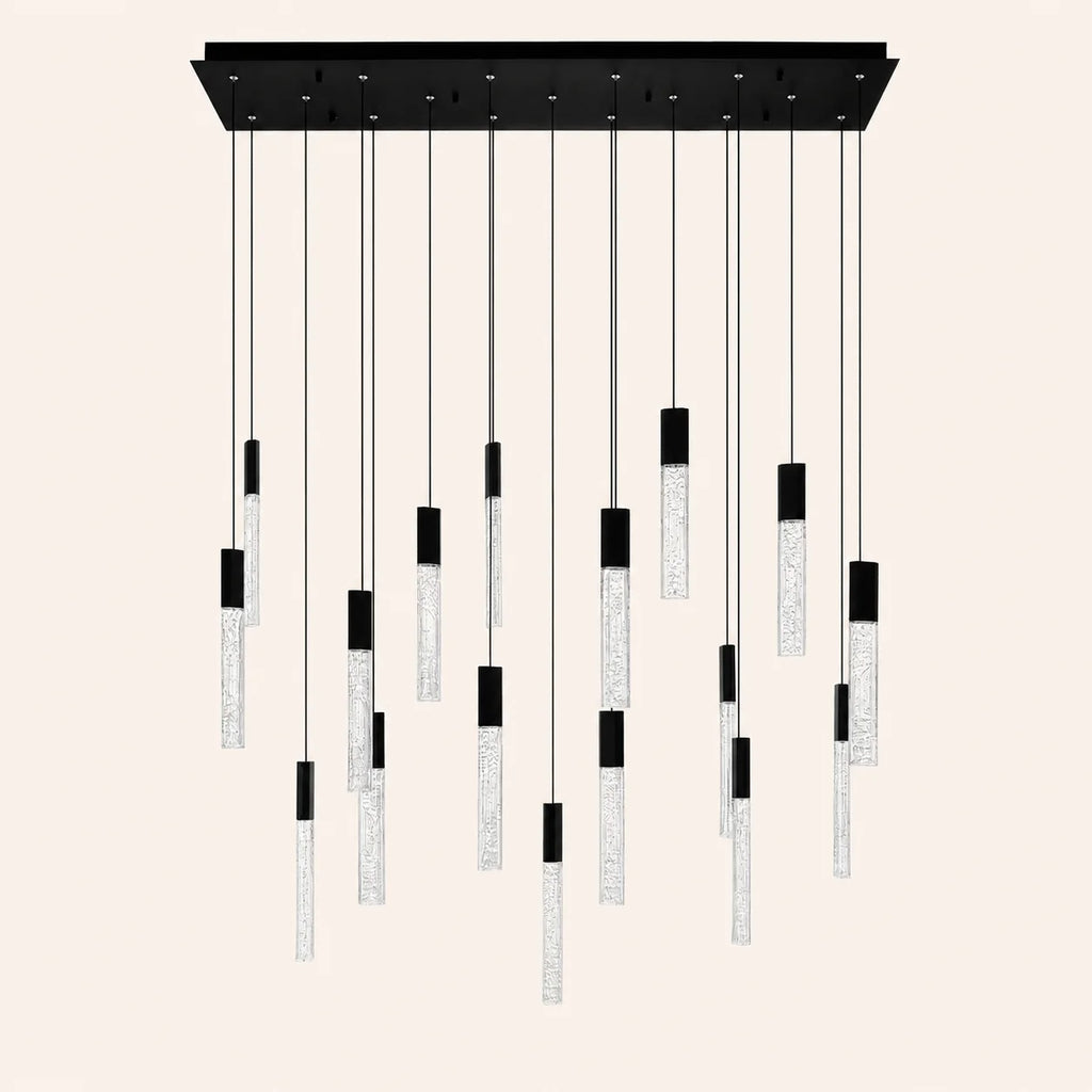 Greta Integrated LED 48in Black Chandelier with Handcrafted Glass